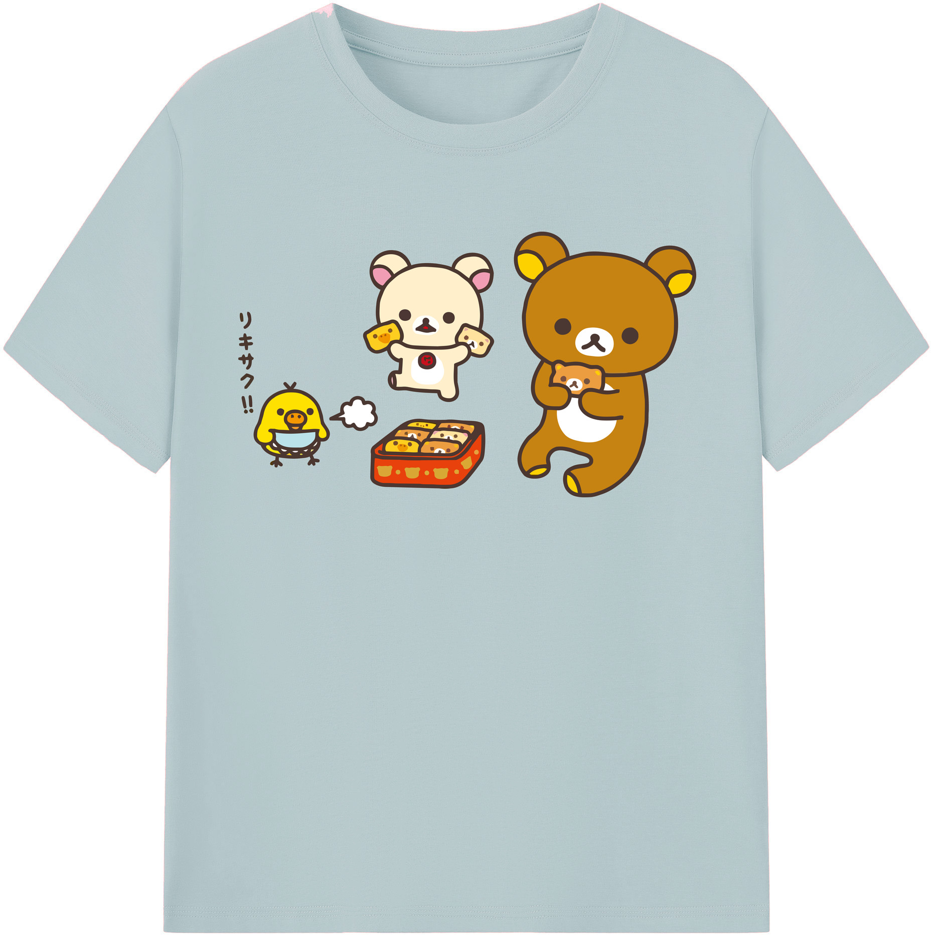 （画像用） リラックマ リラックマ キイロイトリ Rilakkuma Korilakkuma Kiiroitori 綿100％半袖Tシャツ（フロントプリント）